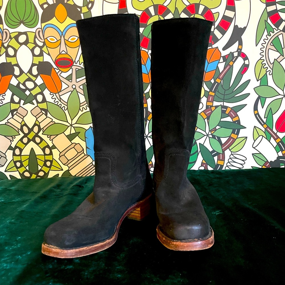 Frye Campus cowboy boots in black suede almost like new used condition